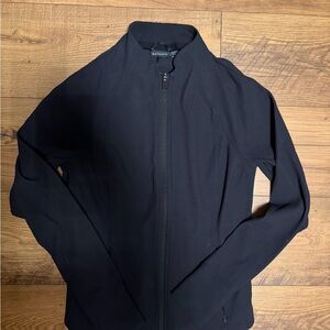 Athleta Black Full-Zip Ribbed Jacket